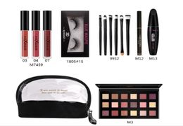 BGVfiveMakeup Set Lipstick False Eyelashes Mascara Cream Eyeshadow Palette Brushes Kit Comestic Bag8251947