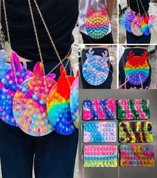 Fidget crossbody chain bag push bubble silicone rubber purses fanny pack macaron rainbow backpacks bubble popper handbag cometic m5412658