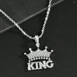 Pendant Necklaces 2024 Punk Hip Hop Crown King Rhinestones Zircon Necklace Party Gift Fashion Stainless Steel For Men/Women Accessories