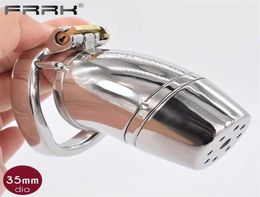 FRRK Male Device Full Closed Steel Cock Cage BDSM Adult Sex Toys Metal Bondage Belts for Men Shower Head Penis Rings 2110138196022