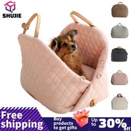 Dog Handbag Luxury Car Seat Pet Travel Bed for Small Dogs Cat Portable Washable Puppy Tote Safety Pet Booster 240422