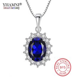 Luxury Oval Cut 32ct Lab Sapphire Pendant Necklace Fine Silver 925 Jewelry Blue Zircon Gemstone Women Gift N3454028572