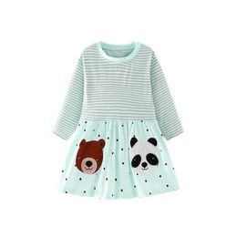 Girl's Dresses Jumping Meters 2-7T Animals Applique Princess Girls Dresses Autumn Spring Party Birthday Baby Clothing O-neck Toddler CostumeL2405