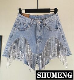 2020 Summer New Korean Loose Wide-leg Hot Pants Heavy Rhine Fringed Hole High Waist Denim Shorts Female Jeans Shorts8121139