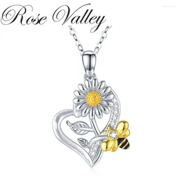 Pendant Necklaces Rose Valley Sunflower Necklace For Women Bee Pendants Fashion Jewellery Girls Gifts YN057