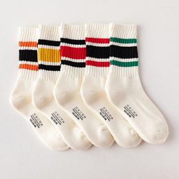 Women Socks Men'S Mid Length Japanese Loop Striped Skateboard Breathable Sports