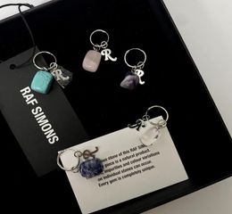 21ss Raf Simons natural agate stone gem crystal R letter Dangle Pendant Earrings Fashion Street hip hop accessories3473664