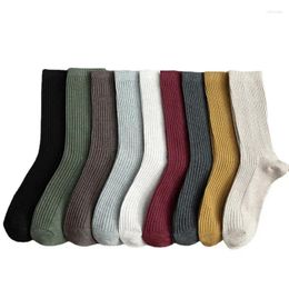 Women Socks Retro Cotton Loose High School Girls Korean Style Knitting Solid Colour Long Black Pink Designer