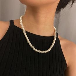 Chains Gothic Imitation Pearl Tassel Chain Necklace For Women Bridal Wedding Strand Beaded Sweet Female Choker White Friendship Jewelry