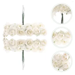 Decorative Flowers 144 Pcs Fake Roses Artificial Bride Flower Garlands Decoration Lifelike Miniature Paper