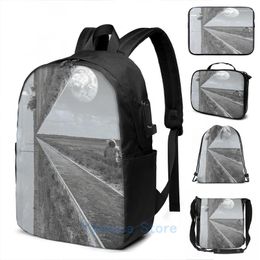 Backpack Funny Graphic Print Interstellar USB Charge Men School Bags Women Bag Travel Laptop