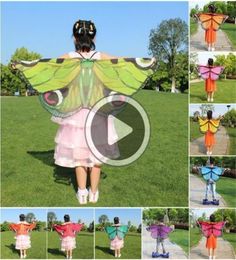 Kids Girl Prinss Cloak Fairy Butterfly Costume Wings Chiffon Children Fancy Cape Dress Gift Festival Pixie Cosplay Chiffon Scarves6489764