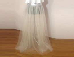 Custom Color Overskirt Tulle Petticoats Front Open Long Train Petticoat Lace Waist Band Customized Service Petticoats for Wedding 8091084