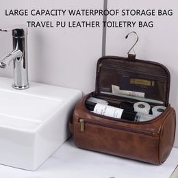 Leather Toiletry Bag for Men Women Dopp Kit Mens Hanging Travel Travelling Large Cosmetic T 240426