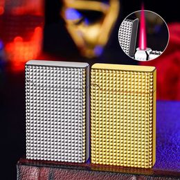 New Metal Windproof Red Flame Torch Lighter Gold Sier Refilled Cigarette Lighter