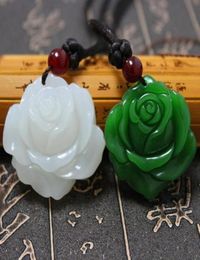 Pendant Necklaces Exquisite Imitation Jade Rose Flower Necklace Ladies Fashion Charm Chinese Style Lucky Amulet Jewelry GiftPendan4824964