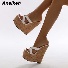 Wedges Heel Women Slippers Fashion Open Toe Platform Sandals Summer Super High Heels Female Party Shoes Size 35-42