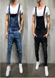 EBaihui 2021 Europe America Style Hole Loose Overalls Jeans Long Pants Men039s Denim Jeans High Quality Sling Black Trousers 21599787