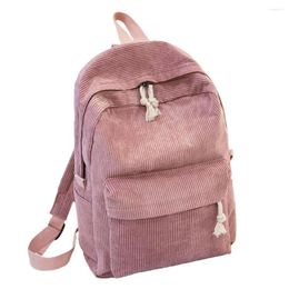 Backpack Striped Outdoor Supple Women Casual Solid School Bag Female Corduroy Fashion Travel Rucksack Teenagers Adults