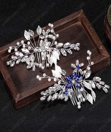 Vintage Silver Color Crystal Floral Bridal Hair Comb Flower Wedding Barrettes Women Wedding Hair Accessories Brides Gift1089329
