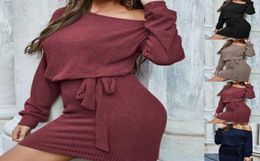Fall And Winter 2020 Women Designers Clothes Casual Long Sleeve Shoulder Women039s Hip Wrap Dress The New Listing5162686