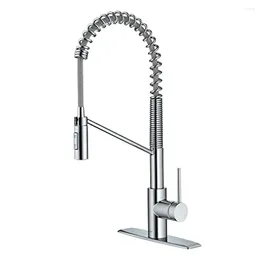 Kitchen Faucets High Arc Chrome Faucet Commercial Style Single Handle Pull Down Sprayer 21.75" Swivel Spout Dual Function Brushed Brass