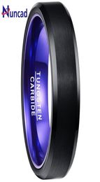 Blue Purple Inner Ring Scrub Exquisite Flat Men Rings 100 Tungsten Carbide Couple Anillos para hombres Jewelry5874581
