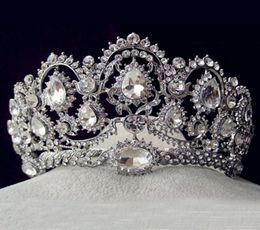 European Vintage Tiaras Silver Bridal Jewellery Quinceanera Rhinestone Crystal Crowns Pageant Wedding Hair Accessories For Brides8130202