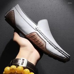 Casual Shoes Men's 2024 Summer Youth Moccasins Genuine Leather England Style Tide