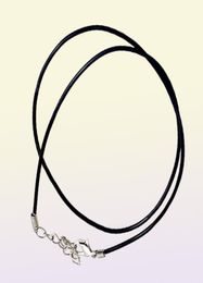 Black Leather Cord Rope 15mm Wire Chains for DIY Pendant Necklace Gift With Lobster Clasp Charms Jewellery DIY Whole9145032