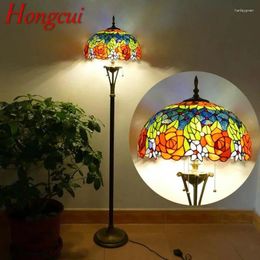 Floor Lamps Hongcui Tiffany Lamp American Retro Living Room Bedroom Country Stained Glass