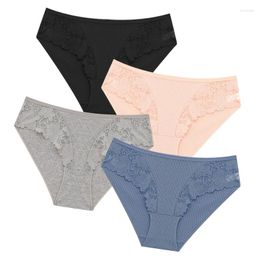 Women's Panties FINETOO 3Pcs/set Women Cotton Sexy Low Waist Underpants Female Fashion Patchwork Lace Briefs Floral Soild Lingerie S-XL