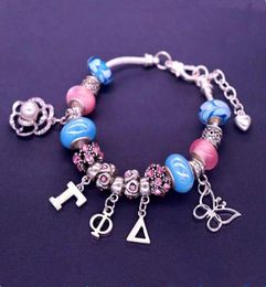 Abadon Arrival Fashion Big Beads Rose Butterfly Greek Letter Gamma Phi Delta Bracelets For Women Gifts Charm3070780