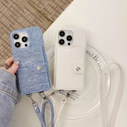 Japanese and Korean denim card bag hanging rope suitable for iPhone 14 Promax phone case 12 women 11max Apple 15 anti drop