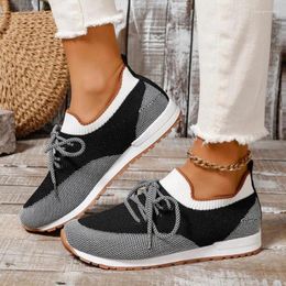 Casual Shoes 2024 Autumn Womens Mesh Breathable Flat Sneakers Fashion Lace-Up Luxury Running Women's Vulcanised Zapatillas De Mujer