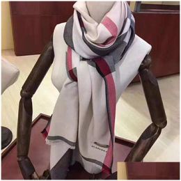 Scarves Wholesale Silk Scarf Designer Cotton Long 2022 Fashion Luxury Shawls Necks Winter Wool Women Wraps Striped Plaid Printed Dro Dhjry