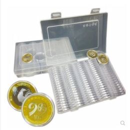 100Pcs Box Coin Box Clear 30mm Round Boxed Holder Plastic Storage Capsules Display Cases Organizer Collectibles Gifts 332Q