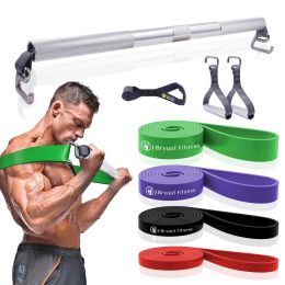 Ribbon Portable Resistance Band Exercise Bar Set for Home Gym Chest Strength Training Deadlift Squats Pilates Workout Fiess Equipment
