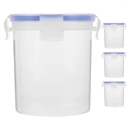 Storage Bottles 4 Pcs Oatmeal Jar Portable Yoghourt Cup Food Container Lid Plastic Containers Multifunction Transparent