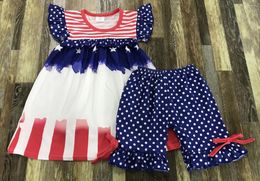 Clothing Sets 2024 Children Clothes Baby Boy And Girl Dress Outfit Independence Day July 4th. Fireworks Tie-dye Shorts 4th Set