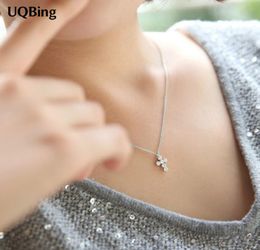 Drop Shipping 925 Silver Chain Necklaces Rhinestone Pendants&Necklaces Jewelry Collar Colar de Plata hot sell3871181