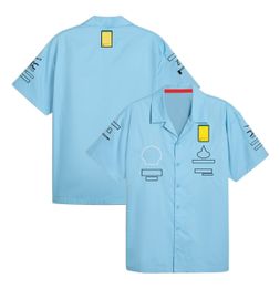 F1 2024 Takım Kısa Kollu Gömlek Formül 1 Özel Baskı Resmi Üniformalar Gömlek Erkek Giyim Polo Gömlek Yaz Blue Jersey Tops