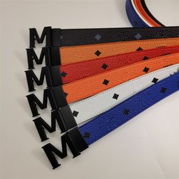 4.0cm wide designer belts for mens women belt ceinture luxe Coloured leather belt covered with brand logo print body classic letter M buckle shorts girdling