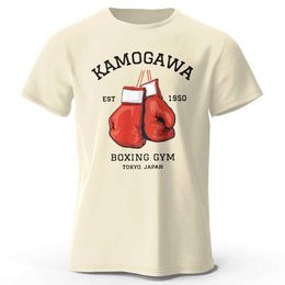 Men's T-Shirts KBG Hajime No Ippo printed pure cotton vintage gym mens and womens topL2405