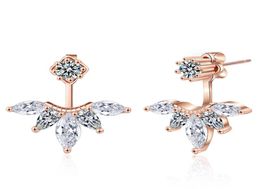 Korean Fashion Jewelry Stainless Steel CZ Crystals Stud Earrings For Girls Women Cubic Zirconia Accessories Gift Silver Plated ED26369935