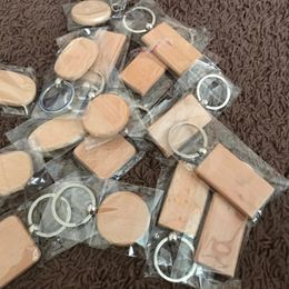 20Pcs Wooden ID Tags Blank Rectangle Key Chain Diy Wood Keychains Can Engrave Gifts 240508