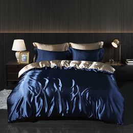 Bedding sets Luxury satin bedding with suitable sheets down duvet covers high-end bedding high-density satin solid color bedding J240507