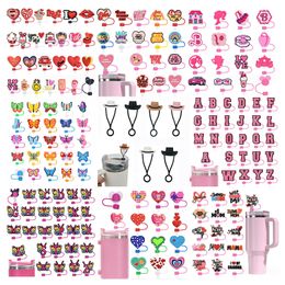 10mm Pink Straw Topper Charms Reusable Silicone Drinking Straw Tips Lids Straw Covers