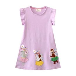 Girl's Dresses Jumping Metres Summer Princess Baby Dresses Animals Embroidery Sleeveless Birthday Party Childrens Clothing Hot Selling KidsL2405