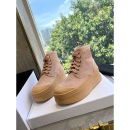 Autumn style high top thick canvas women, sponge cake sole with front tie up, solid Colour versatile daily casual shoes, round toe board shoes for women